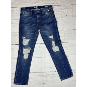 Dear John Womens Blue Denim Madison Girlfriend Jeans Distressed Size 27 EUC